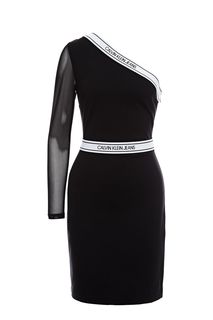 Облегающее трикотажное платье асимметричного кроя Calvin Klein Jeans