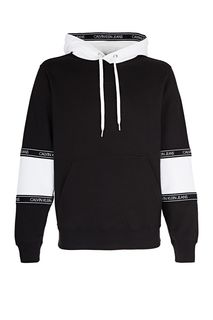 Черная хлопковая толстовка с декоративными нашивками Calvin Klein Jeans