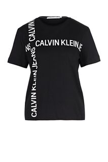 Хлопковая футболка с декоративным принтом Calvin Klein Jeans