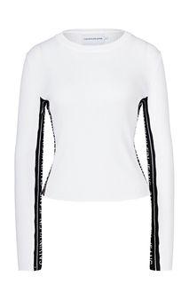 Укороченный белый джемпер с длинными рукавами Calvin Klein Jeans