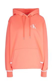 Хлопковая толстовка кораллового цвета Calvin Klein Jeans