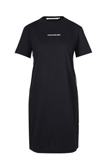 Хлопковое платье-футболка с нашивками по бокам Calvin Klein Jeans