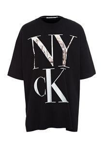 Черная хлопковая футболка оверсайз Calvin Klein Jeans