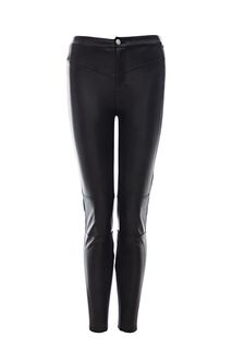 Зауженные брюки из экокожи с трикотажными вставками Calvin Klein Jeans