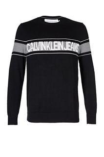 Черный хлопковый джемпер с круглым вырезом Calvin Klein Jeans