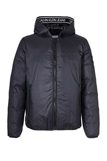 Демисезонная куртка черного цвета с капюшоном Calvin Klein Jeans