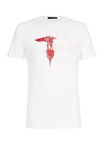 Белая футболка с логотипом бренда Trussardi Jeans