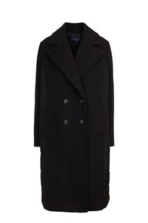 Двубортное пальто черного цвета Trussardi Jeans