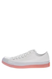 Белые текстильные кеды с яркой подошвой Converse