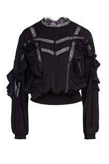 Блуза черного цвета с оборками Love Republic