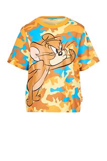 Разноцветная хлопковая футболка с камуфляжным принтом Tom & Jerry United Colors of Benetton