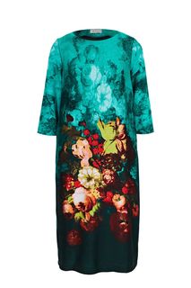 Зеленое трикотажное платье с цветочным принтом Imago