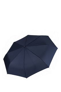 Зонт складной из эпонжа синий, с вместительным куполом, с изогнутой ручкой Fabretti
