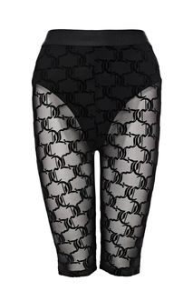 Полупрозрачные черные шорты с монограммой бренда Juicy Couture