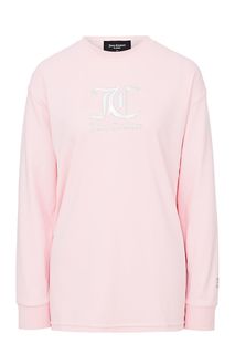 Розовая хлопковая футболка с серебристым принтом Juicy Couture