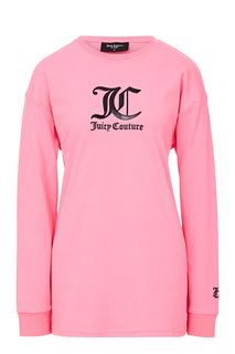 Розовая хлопковая футболка с длинными рукавами Juicy Couture