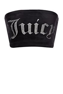 Короткий бархатный топ с отделкой стразами Juicy Couture