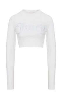 Укороченная хлопковая футболка со светоотражающим принтом Juicy Couture