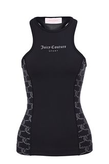 Облегающий черный топ с монограммой бренда Juicy Couture