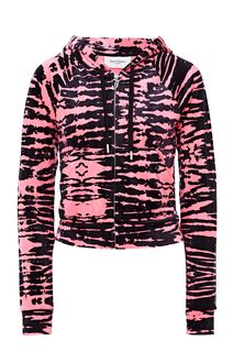 Бархатная толстовка с животным принтом и отделкой стразами Juicy Couture