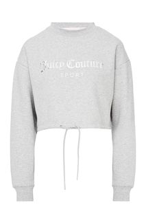 Укороченный хлопковый свитшот с декоративным принтом Juicy Couture