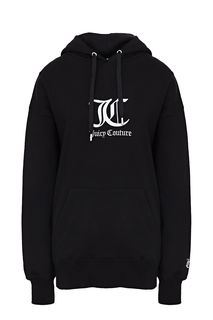 Черная хлопковая толстовка с декоративной вышивкой Juicy Couture