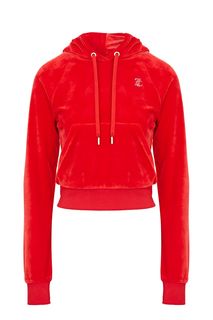 Толстовка из красного бархата с отделкой стразами Juicy Couture