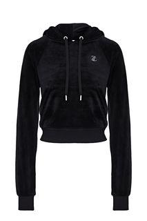 Толстовка из черного бархата с отделкой стразами Juicy Couture