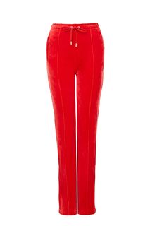 Красные расклешенные брюки с отделкой стразами Juicy Couture