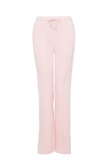Розовые расклешенные брюки с отделкой стразами Juicy Couture