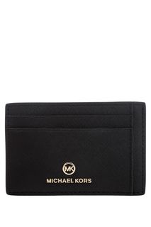 Визитница черного цвета из сафьяновой кожи Jet Set Charm Michael Michael Kors
