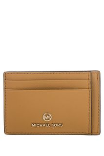 Визитница оранжевого цвета из сафьяновой кожи Jet Set Charm Michael Michael Kors