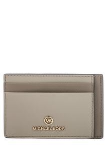 Визитница бежевого цвета из сафьяновой кожи Jet Set Charm Michael Michael Kors