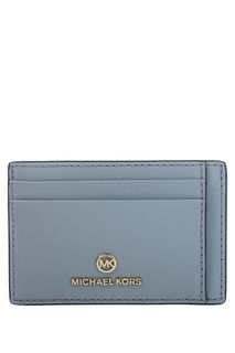 Визитница голубого цвета из сафьяновой кожи Jet Set Charm Michael Michael Kors