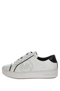 Белые кожаные кеды на платформе Кirby Lace Up Michael Michael Kors
