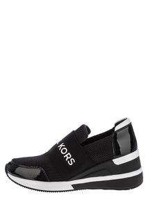 Черные текстильные кроссовки с лаковыми вставками Felix Trainer Michael Michael Kors