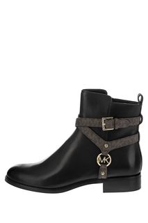 Черные кожаные полусапоги на плоской подошве Preston Flat Bootie Michael Michael Kors