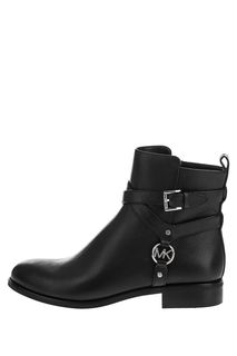 Черные кожаные полусапоги на плоской подошве Preston Flat Bootie Michael Michael Kors