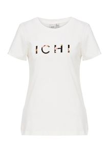 Белая хлопковая футболка с декоративными нашивками Ichi