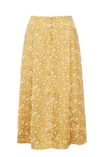 Расклешенная желтая юбка с цветочным принтом Ichi