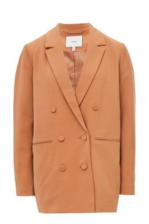 Удлиненный двубортный пиджак коричневого цвета Ichi