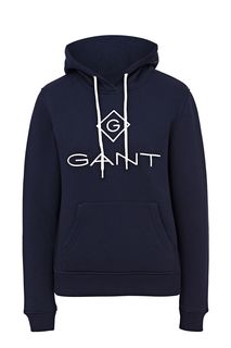 Толстовка из хлопка с вышитым логотипом бренда Gant