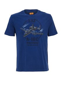 Футболка из хлопка синего цвета Aeronautica Militare