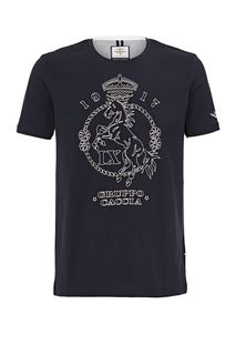 Синяя футболка из хлопка с вышивкой Aeronautica Militare