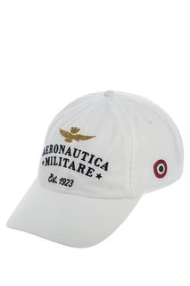 Бейсболка белого цвета с декоративной вышивкойБейсболка белого цвета с декоративной вышивкой Aeronautica Militare
