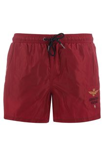 Красные купальные купальные с вышивкой Aeronautica Militare