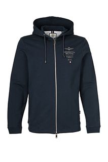 Синяя толстовка из хлопка с капюшоном Aeronautica Militare