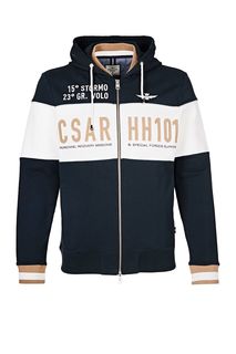 Хлопковая толстовка на молнии с капюшоном Aeronautica Militare