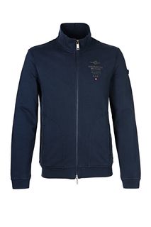 Синяя толстовка из хлопка с высоким воротом Aeronautica Militare