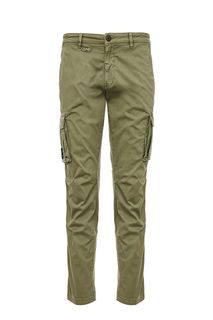 Брюки из хлопка цвета хаки с карманами Aeronautica Militare